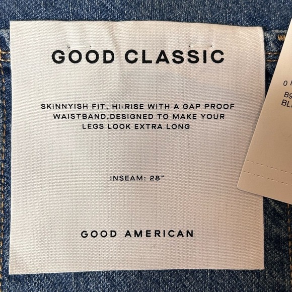 Good American Jeans Womens 6/28 Blue Good Classic Hi-Rise Raw Hem Slim Fit NEW - Picture 8 of 16